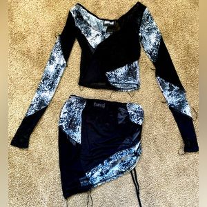 Darker wavs mesh skirt set